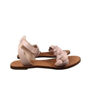 Aldo Shoes Womens 7 Sandals Braided Accent Ankle Strap Flats Leather Casual Pink
